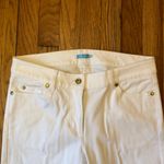 J. McLaughlin  NWOT Women's Stretch Slim Fit White Jeans Gold Button Size 4 Photo 2
