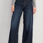Old Navy  Mid Rise Baggy Wide Leg Jeans Dark Wash Blue Denim High Waist Size 26 Photo 0