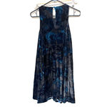 Cynthia Rowley Dark Velvet A-Line Dress sleeveless sz S black teal floral mini Photo 4