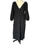 Madewell Midi Dress Size S Black Guaze V-Neck Gathered Waist Casual Versatile Photo 2