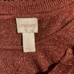Chico's  Metallic Bronze Knit Bell Sleeve V Neck Top Shirt Size 1 Photo 1