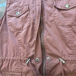 Ci Sono  Sleeveless Vest Mauve Womens Size Small Utility Autum Zip Button Hooded Photo 2
