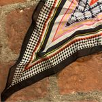 CAbi  Can Do #5948 100% Silk Black, 
White, Red, Pink, Yellow Geometric Scarf Photo 10