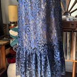 Moulinette Soeurs Anthropologie Celestial Navy Blue Lace Maxi Dress Photo 8