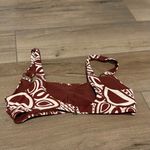 Aerie Boho Henna Floral O Ring Scoop Bikini Top Brown White Size Medium Photo 3