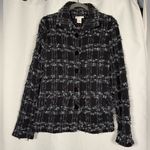 Tweeds Black and Grey Checker Plaid Knit Textured Blazer Jacket Medium Photo 6