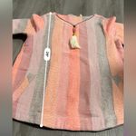Soft Surroundings  Pink, Peach & Gray Striped Zip‎ Neck Tassel Sweater Size M Photo 8
