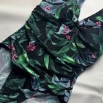 Kona Sol  Black Floral Tummy Control Full Cover Tie Bow 1 Pc Swimsuit Size
M 8-10 Photo 3