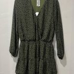 Sadie & Sage Womens Olive Green Animal Print Mini Dress Long Sleeve Small NWT Photo 1