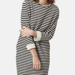 Topshop Black & White Striped Cuffed Sleeved Sweater Shift Dress Photo 0