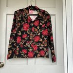 Briggs New York  Jacket Womens Long Sleeve Button Up Black‎ Red Floral XL Photo 1
