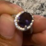 Australian Crystal Oval Stone Ring Dipped In White Gold! Brand New! So Pretty And sparkly!! Purple Stone!! Photo 1
