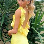 House Of CB  ‘Tink’ Buttercup Satin Ruffle Mini‎ Dress NWOT size L Photo 1