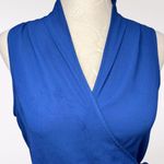 Trouvé Royal Blue Sleeveless Wrap Blouse Side Tie Silky Chiffon XS Photo 2