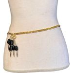 Vintage Gold Chain Belt With Black Dangling Beads And Metal Spikes Photo 0