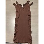 Brown Bodycon Mini Dress Ribbed Ruched‎ Sleeveless Tank Casual Party Size undefined Photo 1