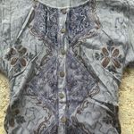 Vintage Scenes for Teens Button Down Embroidered Denim Top Blue XL Photo 1