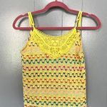 Free People Yellow Colorful Crochet Lace Heartbreak Rochelle Boho Tank Top S Photo 0