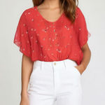 Falls Creek  Pink Floral Short Sleeve Blouse Size 2X Photo 0