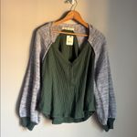Free People NEW  Top sweet confession henley dried pine combo Medium Photo 1