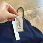 AQUA NWT  Navy Blue Sleeveless Halter Neck Scalloped Trim Mini Skater Dress Sz L Photo 5