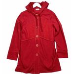 Habitat * Button Front Hooded Lightweight Jacket Womens M Red Deconstructed Seams Photo 0