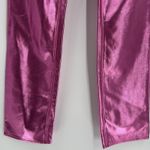 Good American  Icon Faux Leather Pants Metallic Pink Straight Leg Women's Size 28 Photo 5