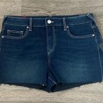 True Religion Jennie Mid Rise Raw Hem Shorts - Size 31 - Dark Scorched Wash NWT Photo 3
