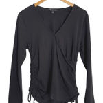 INC International Concepts‎ Black Long Sleeve Wrap V Photo 0