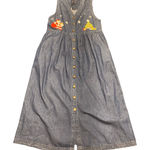 Jane Ashley Vintage Christmas Holiday Party Dress Denim Embroidered Santa Tree Sz Petite Med Photo 0