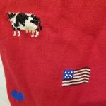 {1X} Vintage Americana Flag Rooster Chicken Cow Farm Heart 4th of July Cardigan Red Photo 4