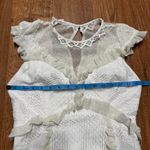 Three Floor  Womens White Lace in Line Mini Dress Frilly Ruffles Size 6 Small Photo 0