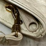 Vintage Cream Gold Leather Patchwork Crossbody Clutch Purse 80s Glam Mob Wife Photo 12