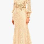 Mac Duggal Lace Long Sleeve V Neck Embellished Gown Blush size 12 Photo 0