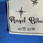 Angel Biba Blue satin halter neck faux wrap twisted backless mini dress size medium Photo 8