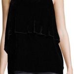 Alice + Olivia Marybeth Velvet Layer Halter Neck Tank Top in Black Photo 0