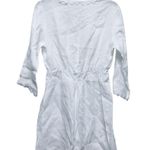 Valentina Naldi 100% Linen White BOHO Embroidered Lace Med Dress Lagenlook Italy Photo 6