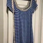 Splendid Glitter Silver Royal Blue Striped Scoop Neck Tee Shirt Dress Size XS Photo 6