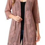 No Boundaries No‎ Boundaries Kimono Blush Pink 2XL Floral Eyelash Lace Romantic Crochet Y2K Photo 0