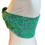 Topshop Front Tie Zebra Pattern Bandeau Tube Top Green Blue Size 6 Photo 1