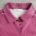 Karlie Womens Faux Leather Dress S Red Puff Sleeve Tiered Button Front Collared Photo 3