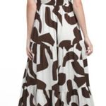Abel the label  Chocolate Brown White One Shoulder Maxi Dress XS Photo 1