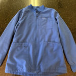 Jaanuu  Scrub Jacket Sz XS Blue Full Zip Front Pockets Lined Long Sleeve Hospital Photo 0