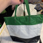 Cynthia Rowley Green White Blue Color Block Leather Purse Shoulder Bag Tote Photo 0