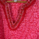 Chico's 100% Linen Reef Embellished Tunic Sz 2 Large Pink Resort Beachy Colorful Photo 2