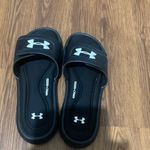 Under Armour  Women’s Size 10 Black With White Logo Slide Sandals. Photo 1