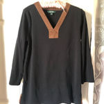 Ralph Lauren  women shirt long sleeves suede V neck, size large Photo 0