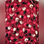 CAbi | Corsage Blouse Red Black Pink Floral Gathered Waist Women’s Size Small Photo 5