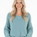 Kori  America blue knit cozy oversized sweater hooded size small Photo 0