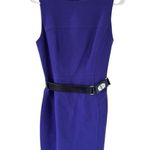 Milly  Wool Belted Purple Sheath Dress Photo 0